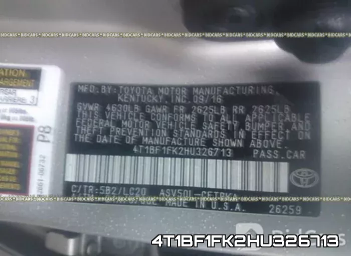 4T1BF1FK2HU326713 фото 10