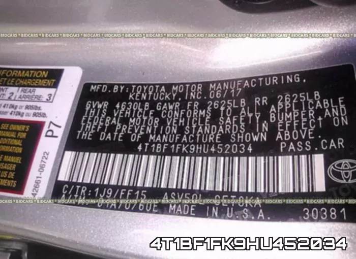 4T1BF1FK9HU452034 фото 10