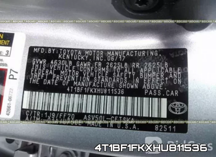 4T1BF1FKXHU811536 фото 10