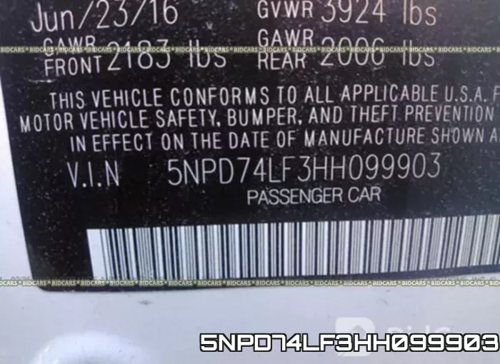 5NPD74LF3HH099903 фото 10