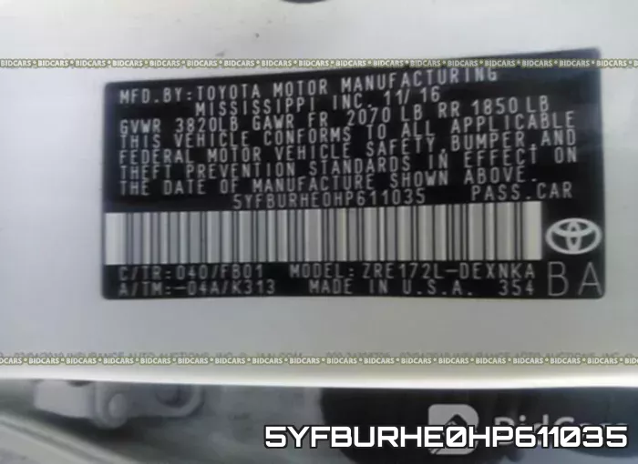 5YFBURHE0HP611035 фото 10