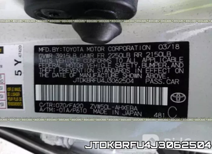 JTDKBRFU4J3062504 фото 10
