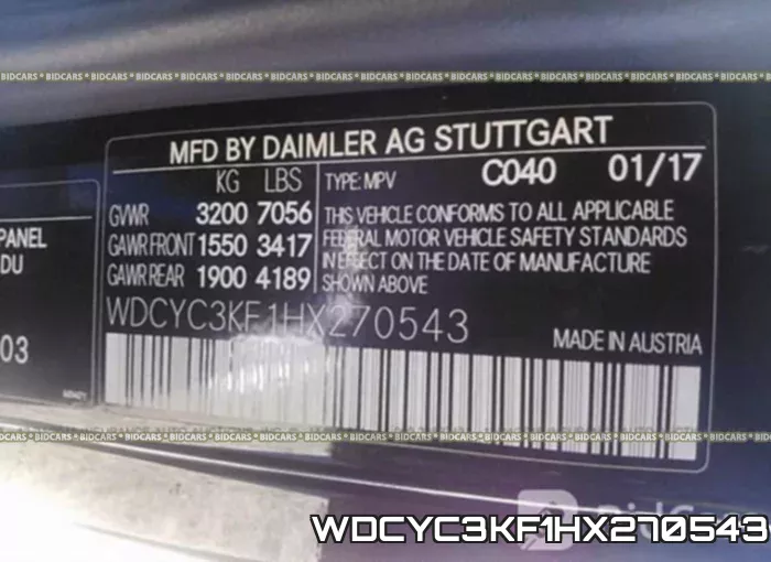 WDCYC3KF1HX270543 фото 9