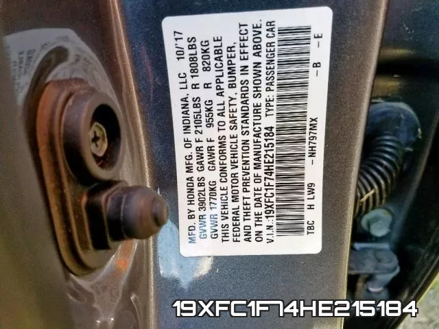 19XFC1F74HE215184 фото 2
