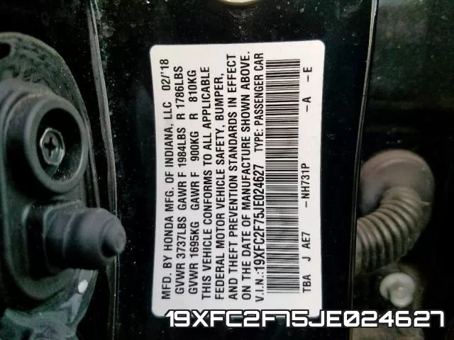 19XFC2F75JE024627 фото 2