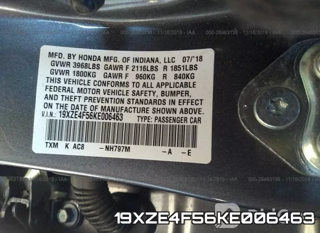 19XZE4F56KE006463 фото 10