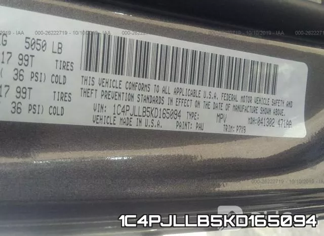 1C4PJLLB5KD165094 фото 10