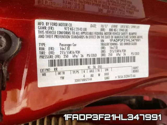 1FADP3F21HL347991 фото 2