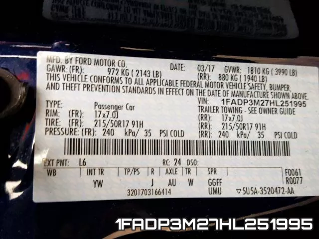 1FADP3M27HL251995 фото 2