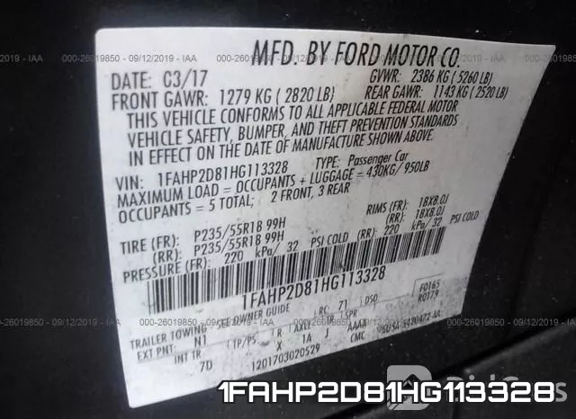 1FAHP2D81HG113328 фото 10