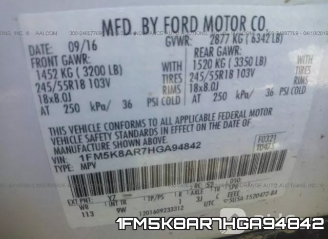 1FM5K8AR7HGA94842 фото 10