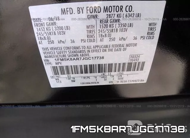 1FM5K8AR7JGC17738 фото 10