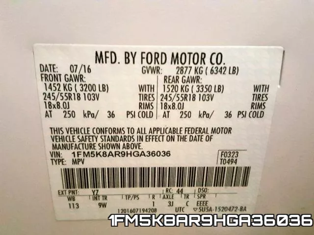 1FM5K8AR9HGA36036 фото 2