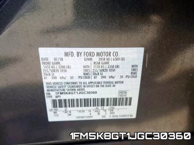 1FM5K8GT1JGC30360 фото 2