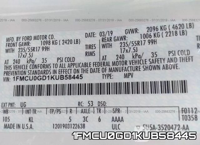 1FMCU0GD1KUB58445 фото 10