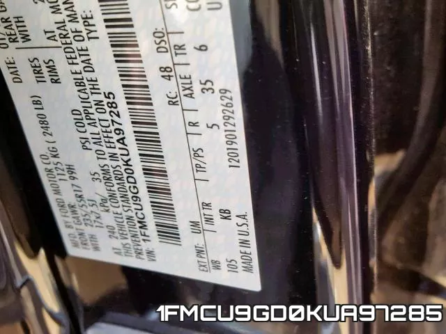 1FMCU9GD0KUA97285 фото 2