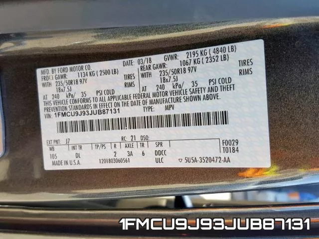 1FMCU9J93JUB87131 фото 2