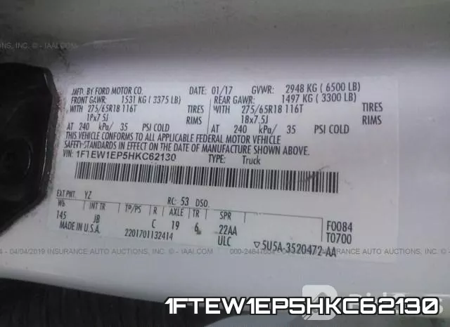 1FTEW1EP5HKC62130 фото 10