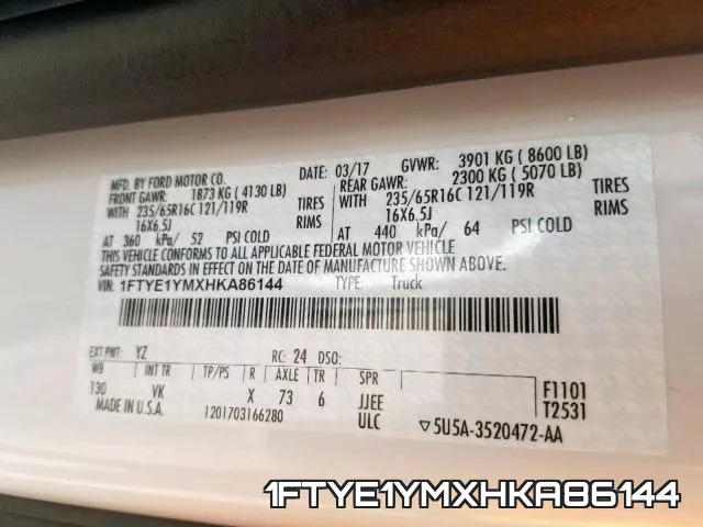 1FTYE1YMXHKA86144 фото 2