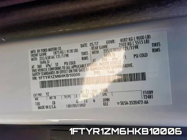 1FTYR1ZM6HKB10006 фото 2