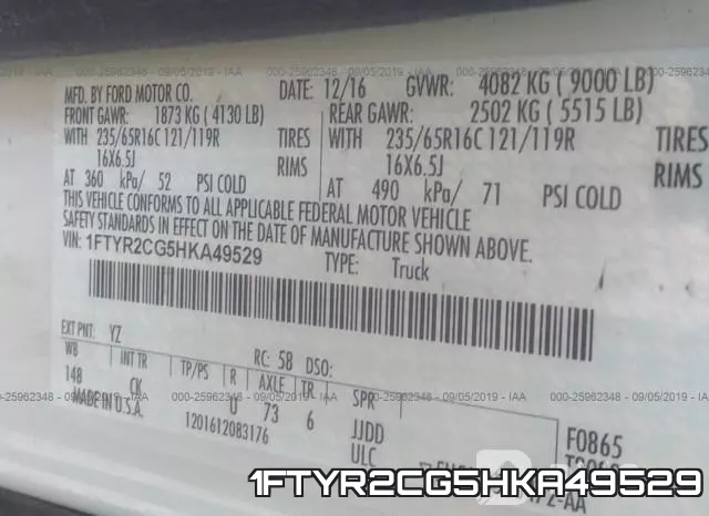 1FTYR2CG5HKA49529 фото 10