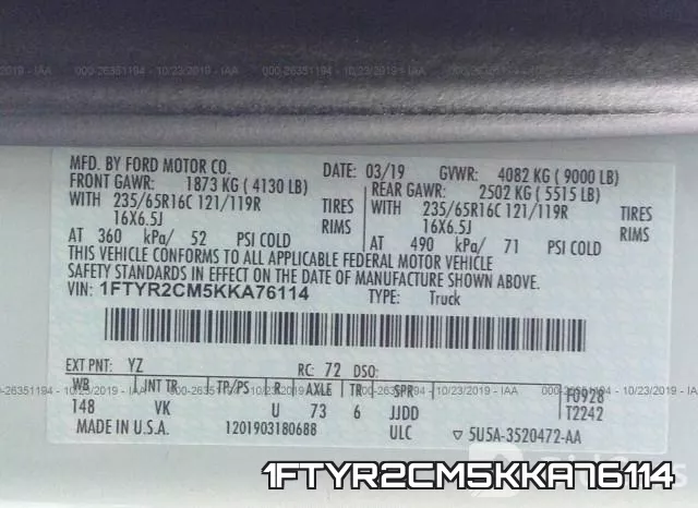 1FTYR2CM5KKA76114 фото 10