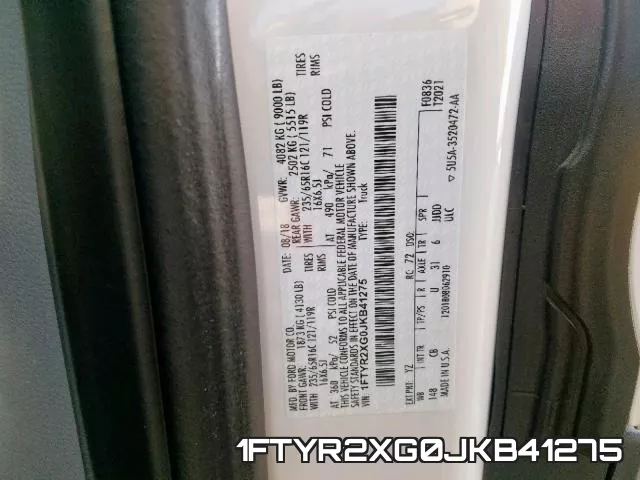 1FTYR2XG0JKB41275 фото 2
