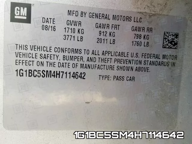 1G1BC5SM4H7114642 фото 2
