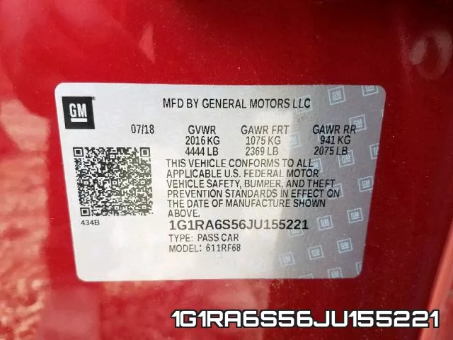 1G1RA6S56JU155221 фото 2