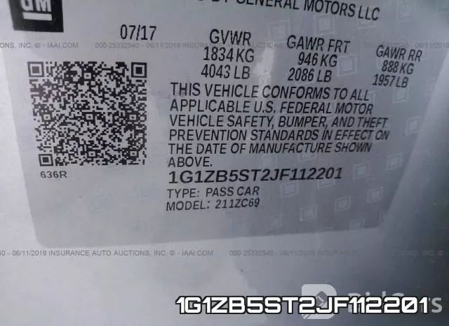1G1ZB5ST2JF112201 фото 10