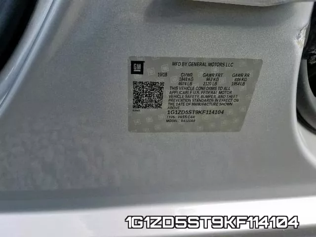 1G1ZD5ST9KF114104 фото 2