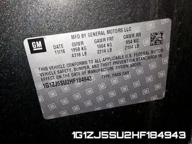 1G1ZJ5SU2HF184943 фото 2
