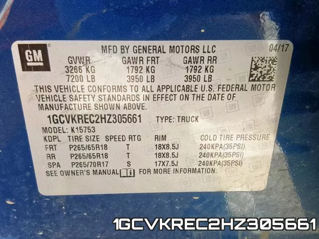 1GCVKREC2HZ305661 фото 2