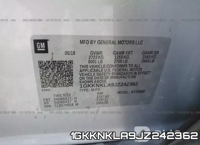 1GKKNKLA9JZ242362 фото 10
