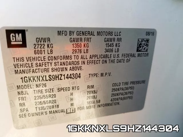 1GKKNXLS9HZ144304 фото 2