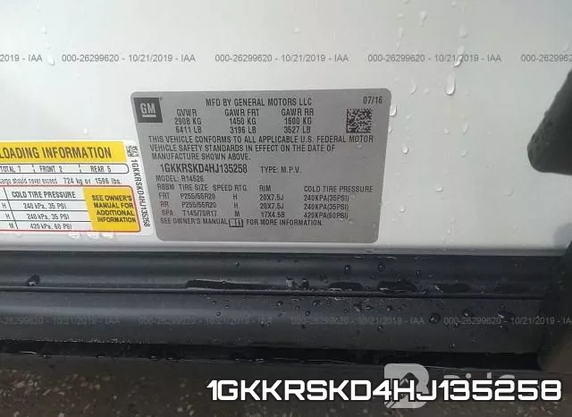 1GKKRSKD4HJ135258 фото 10