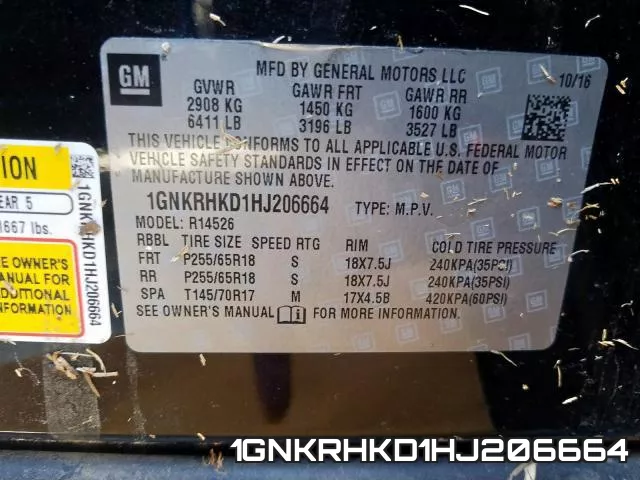 1GNKRHKD1HJ206664 фото 2