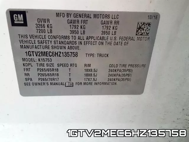 1GTV2MEC6HZ135758 фото 2