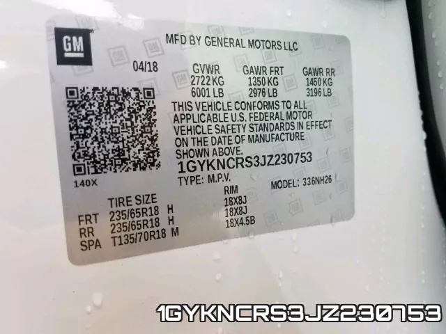 1GYKNCRS3JZ230753 фото 2