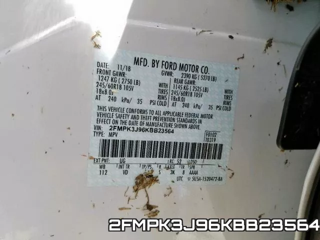 2FMPK3J96KBB23564 фото 2