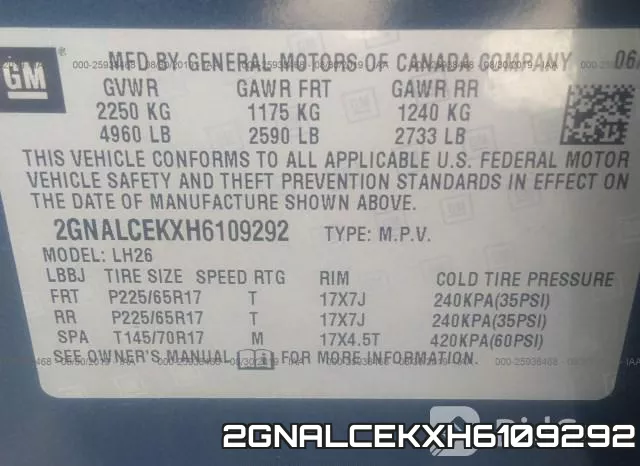 2GNALCEKXH6109292 фото 10