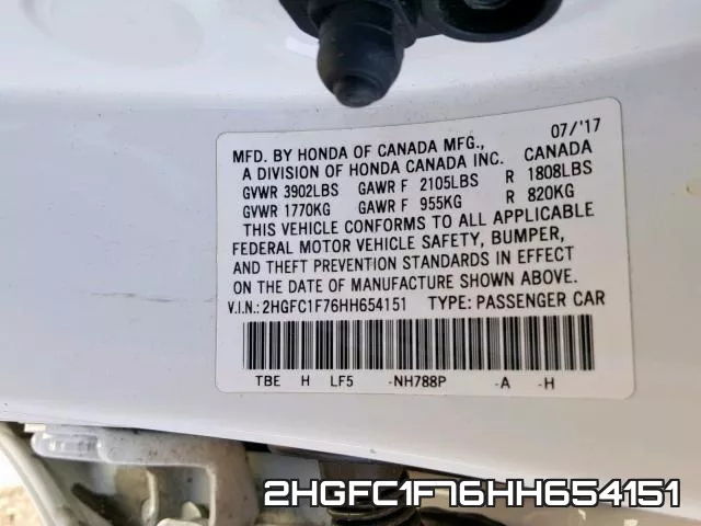 2HGFC1F76HH654151 фото 2