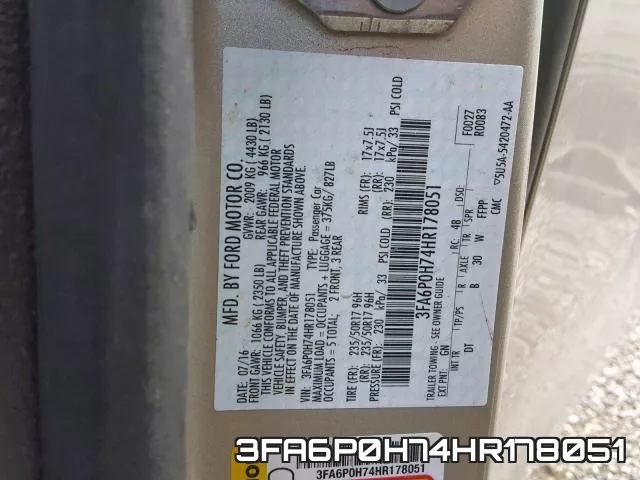 3FA6P0H74HR178051 фото 2