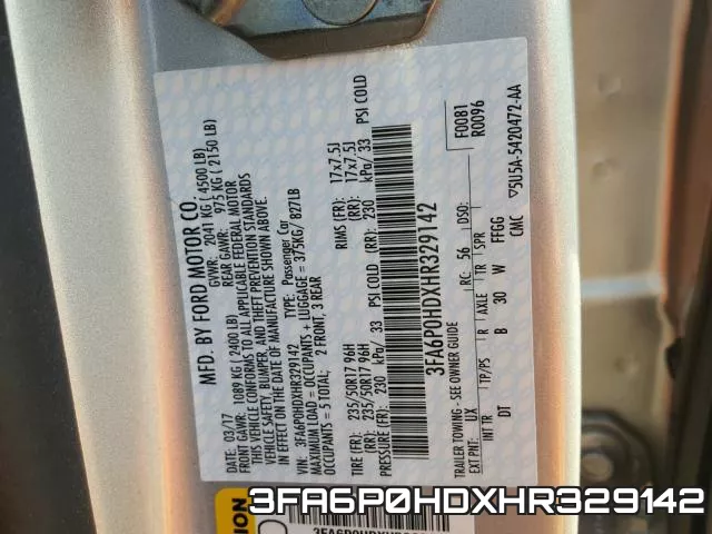 3FA6P0HDXHR329142 фото 2