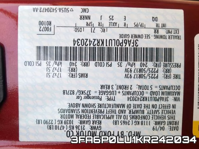 3FA6P0LU1KR242034 фото 2