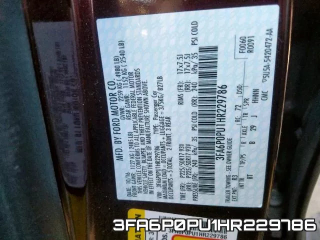 3FA6P0PU1HR229786 фото 2