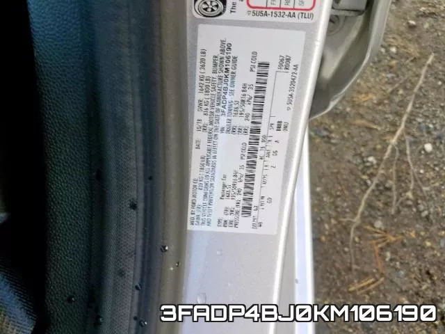 3FADP4BJ0KM106190 фото 2