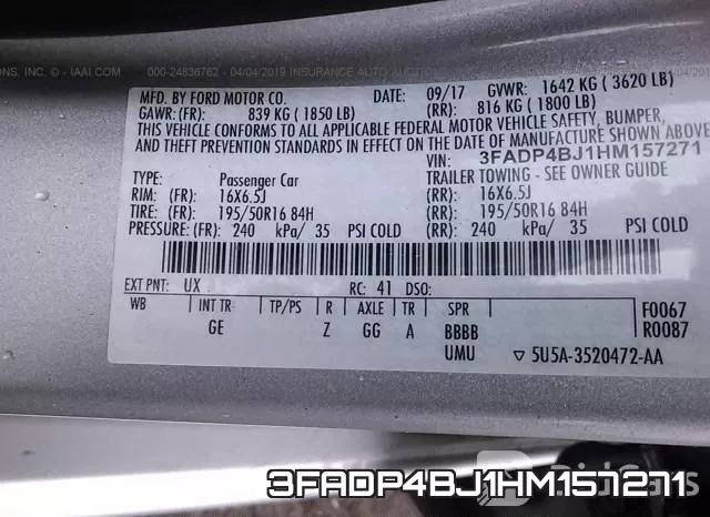3FADP4BJ1HM157271 фото 10