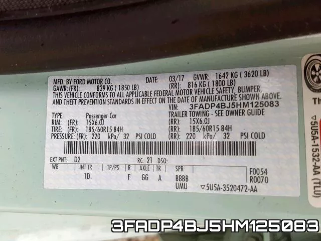 3FADP4BJ5HM125083 фото 2