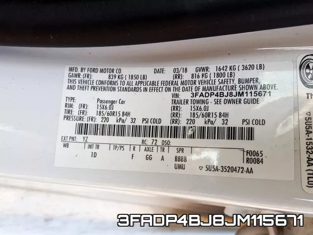 3FADP4BJ8JM115671 фото 2